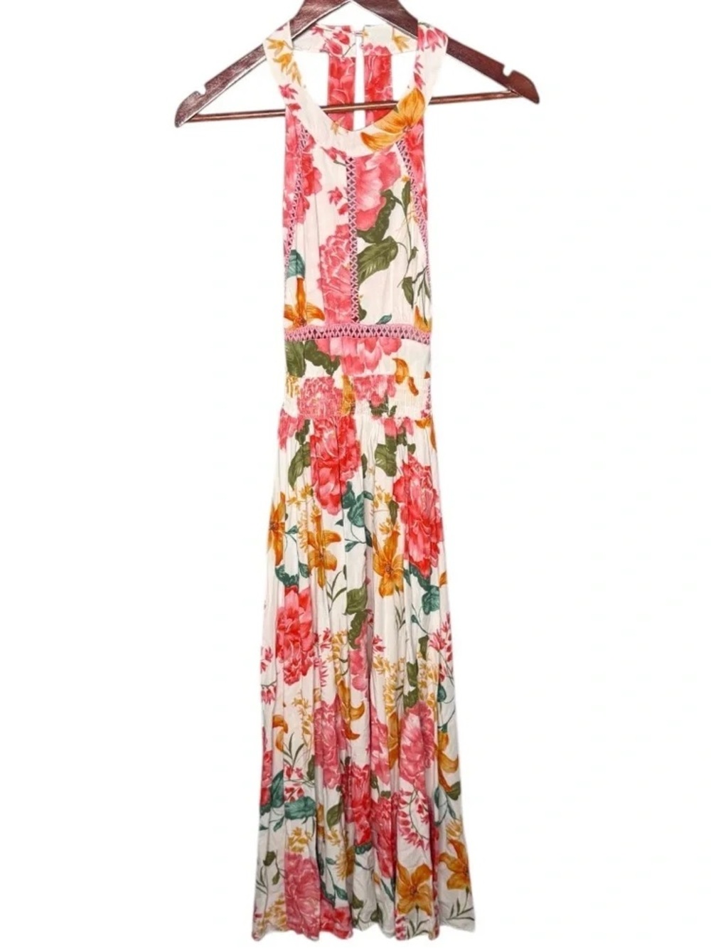 Abel The Label XS Floral Sleeveless Maxi Dress in Pink & Green